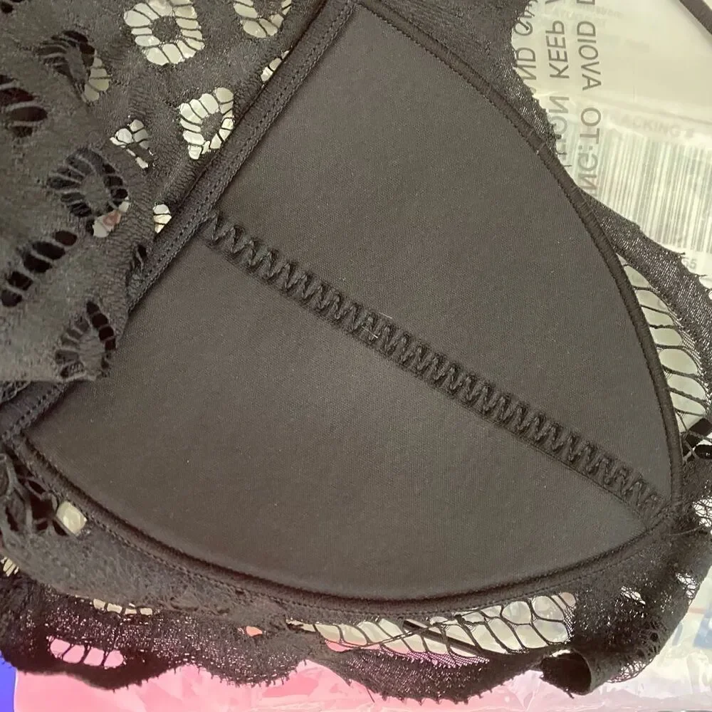 Black Lace Strappy Bra / Camisole New Size S